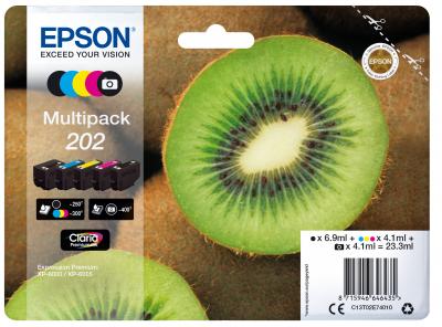 Ink-jet epson 202 xp-6000 / xp-6005 / xp-6100 / xp-6105 pack 5 negro amarillo cian magenta photo negro 300 pag