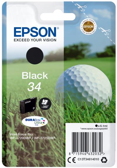 Ink-jet epson 34 workforce pro wf-3720 / wf-3720dwf / wf-3725dwf negro 350 paginas