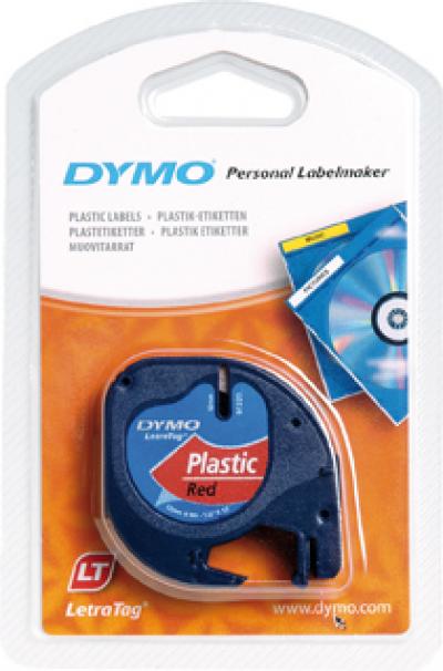 Cinta dymo 12mmx4mt -negro/rojo para maquina letratag