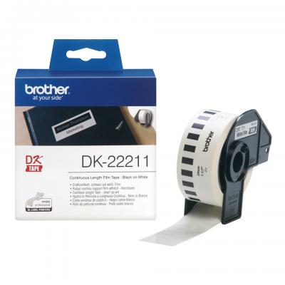 Etiqueta brother dk22211 cinta plastica continua adhesiva blanca 29mmx15,24 m