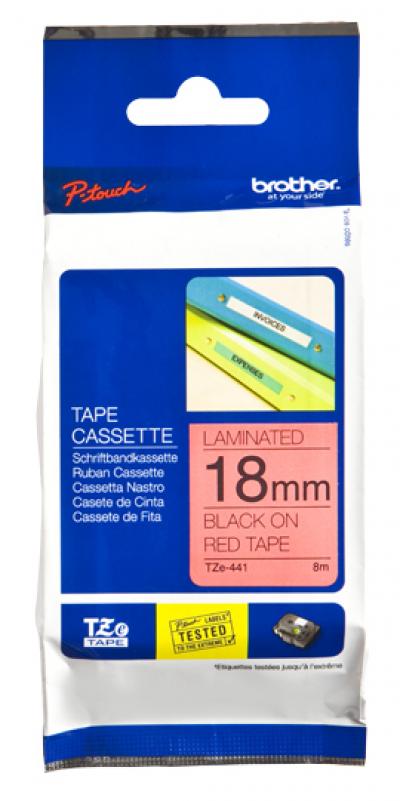 Cinta brother tze-441 rojo-negro 18mm longitud 8mt
