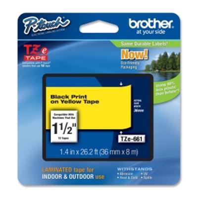 Cinta brother tze-661 amarillo-negro 36mm longitud 8mt