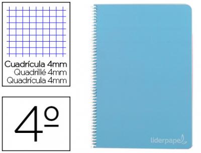 Cuaderno espiral liderpapel a5 witty tapa dura 80h 90gr cuadro 4mm con margen color azul