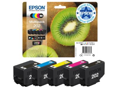 Ink-jet epson 202 xp-6000 / xp-6005 / xp-6100 / xp-6105 pack 5 negro amarillo cian magenta photo negro 300 pag