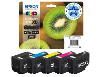 Ink-jet epson 202 xl xp-6000 / xp-6005 / xp-6100 / xp-6105 pack 5 negro amarillo cian magenta photo negro 650 pag