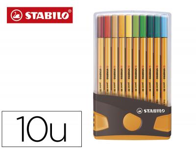 Rotulador stabilo punta de fibra point 88 color parade antracita/naranja estuche de 20 unidades colores surtidos