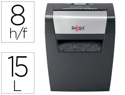 Destructora de documentos rexel momentum x308 capacidad de corte 8 hojas destruye grapas y clips 15 litros