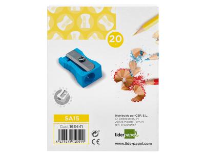 Sacapuntas liderpapel metalico cu&ntilde;a 1 uso color azul