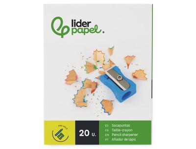 Sacapuntas liderpapel metalico cuña 1 uso color azul