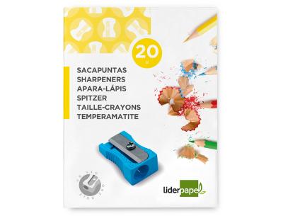 Sacapuntas liderpapel metalico cuña 1 uso color azul