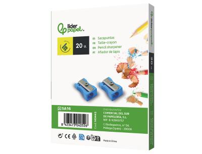 Sacapuntas liderpapel metalico cuña 1 uso color azul