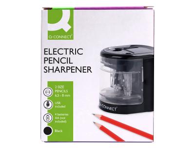 Sacapuntas q-connect kf14568 electrico de sobremesa cable usb/4 pilas aa afila cuchilla diametros de 6 a 12mm dos usos