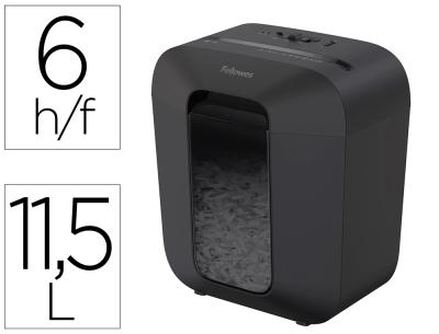 Destructora de documentos fellowes lx25 capacidad 6h seguridad p4 grapas clips y tarjetas papelera 11,5 l