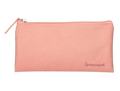 Estuche portatodo liderpapel plano ancho una cremallera 200x100 mm rosa