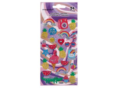 Pegatinas imaginovo dise&ntilde;os surtidos verano con brillo 214x100 mm en blister