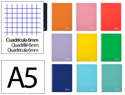 Cuaderno espiral liderpapel a5 witty tapa dura 80h 90gr cuadro 6mm con margen colores surtidos