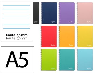 Cuaderno espiral liderpapel a5 witty tapa dura 80h 90gr rayado montessori 3,5 mm colores surtidos