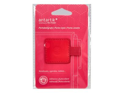Portaboligrafo autoadhesivo antartik para cuaderno note con elastico hasta 15 mm grosor 1mm fucsia 40x40 mm