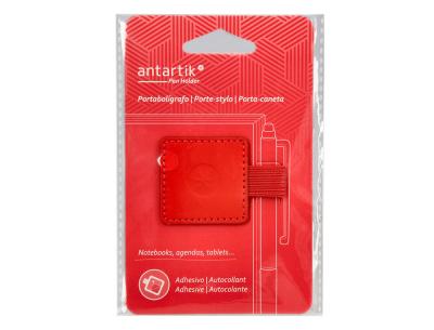 Portaboligrafo autoadhesivo antartik para cuaderno note con elastico hasta 15 mm grosor 1mm rojo 40x40 mm