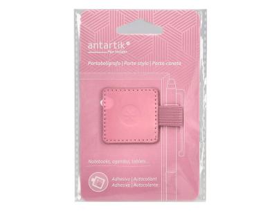 Portaboligrafo autoadhesivo antartik para cuaderno note con elastico hasta 15 mm grosor 1mm rosa 40x40 mm