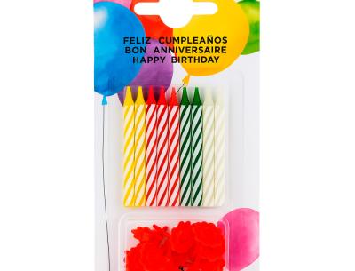 Velas cumplea&ntilde;os con soporte blister de 20 unidades colores surtidos