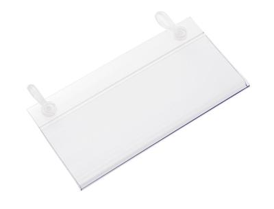 Soporte portaprecios q-connect con 2 taladros y clip para cesta metalica etiqueta 40x85 mm