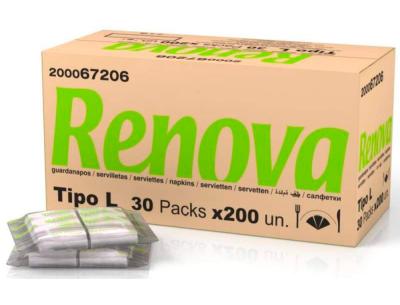 Servilleta renova 1 capa color blanco mini 17x17 cm plegado l paquete de 200 unidades