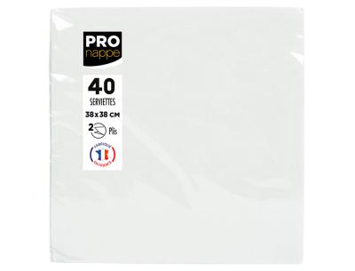 Servilleta pronappe celulosa micro grofada 38x38 cm 2 capas color blanco paquete de 40 unidades