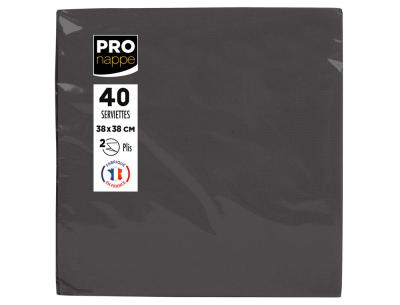 Servilleta pronappe celulosa micro grofada 38x38 cm 2 capas color negro paquete de 40 unidades