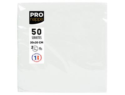 Servilleta pronappe celulosa micro grofada 20x20 cm 2 capas color blanco paquete de 50 unidades