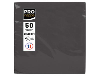 Servilleta pronappe celulosa micro grofada 20x20 cm 2 capas color negro paquete de 50 unidades