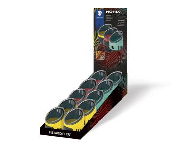 Sacapuntas staedtler norix metalico 8,2 mm con deposito 1 uso caja de 10 unidades colores surtidos
