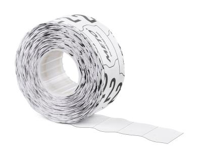 Etiquetas meto onduladas 26x12 mm blanca lisa adhesivo removible rollo de 1000 unidades