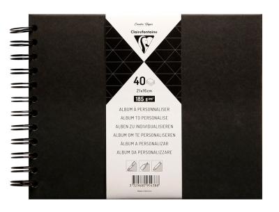 Album de fotos espiral clairefontaine tapa dura negra 210x160 mm 40 hojas 185 g
