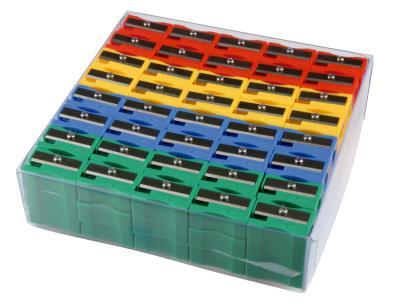 Sacapuntas liderpapel plastico 1 uso caja de 120 unidades colores surtidos