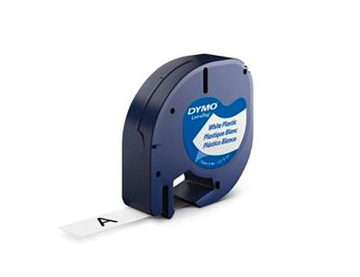 Cinta dymo plastico 12mmx4mt negro/blanco perla para maquina letratag 91201
