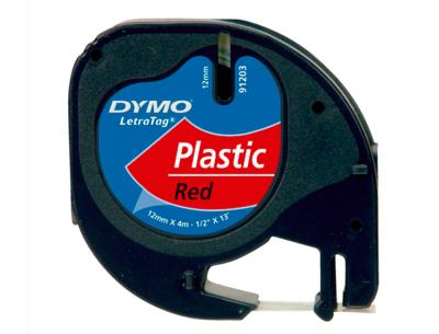 Cinta dymo 12mmx4mt -negro/rojo para maquina letratag