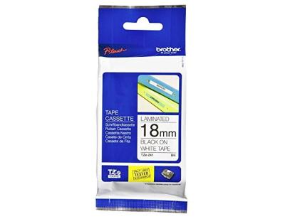 Cinta brother tze241 blanco-negro 18mm longitud 8 m