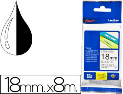 Cinta brother tze241 blanco-negro 18mm longitud 8 m