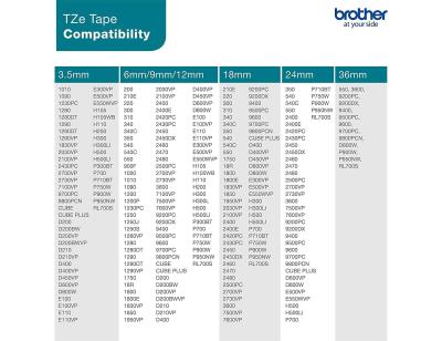 Cinta brother tze751 verde-negro 24mm longitud 8 m