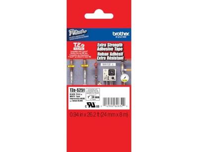 Cinta brother tzes251 blanco-negro 24mm longitud 8 m superadhesiva