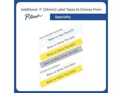 Cinta brother tzes251 blanco-negro 24mm longitud 8 m superadhesiva