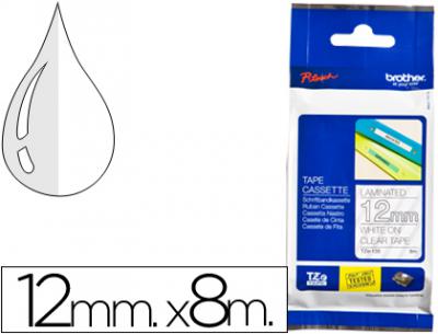 Cinta brother tze-135 transparente-blanco 12mm longitud 8 mt