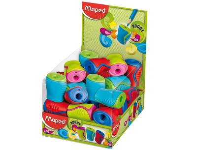 Sacapuntas maped plastico boogy 1 uso con deposito imperdible y apertura articulada colores surtidos