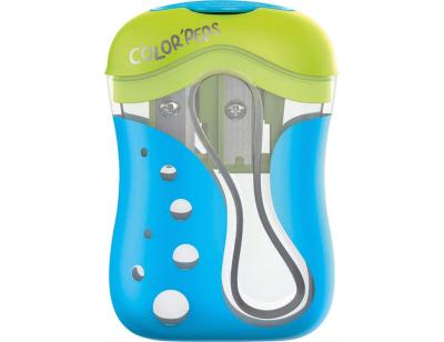 Sacapuntas color peps 2 usos con deposito y afilado redondeado para subrayar y colorear colores surtidos