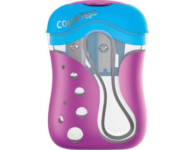 Sacapuntas color peps 2 usos con deposito y afilado redondeado para subrayar y colorear colores surtidos