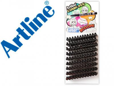 Rotulador artline calibrado microm. negro comic pen punta poliacetal resistente al agua exp. de 108 unidades stdas.