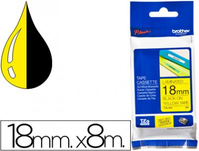 Cinta brother tze-641 amarillo-negro 18mm longitud 8 mt.