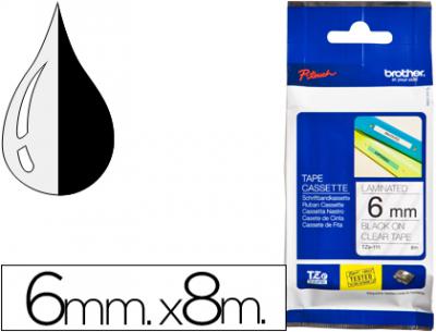 Cinta brother tze111 transparente-negro 6mm longitud 8 m