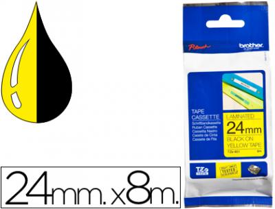 Cinta brother tze651 amarillo/negro 24mm longitud de 8 m